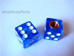 Clear Blue Dice Tire Valve Stem Caps