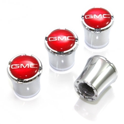 GMC Red Logo Chrome Tire Valve Stem Caps