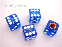 Clear Blue Glitter Dice Tire Valve Stem Caps