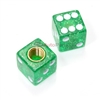 Clear Green Glitter Dice Tire Valve Stem Caps