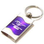 Premium Chrome Spun Wave Purple Ford Mustang 5.0 Genuine Logo Key Chain Fob Ring