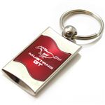 Premium Chrome Spun Wave Red Ford Mustang GT Genuine Logo Key Chain Fob Ring