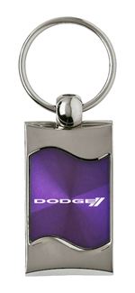 Premium Chrome Spun Wave Purple Dodge Sport Genuine Logo Key Chain Fob Ring