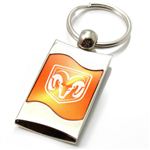 Premium Chrome Spun Wave Orange Dodge Ram Genuine Logo Key Chain Fob Ring