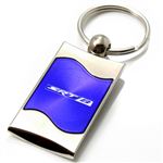 Premium Chrome Spun Wave Blue Dodge SRT8 Genuine Emblem Logo Key Chain Fob Ring