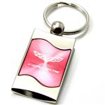Premium Chrome Spun Wave Pink Chevy Corvette C6 Genuine Logo Key Chain Ring