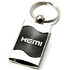 Premium Chrome Spun Wave Black Hemi Genuine Logo Key Chain Fob Ring