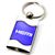 Premium Chrome Spun Wave Blue Hemi Genuine Logo Key Chain Fob Ring