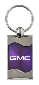 Premium Chrome Spun Wave Purple GMC Genuine Logo Emblem Key Chain Fob Ring