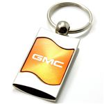 Premium Chrome Spun Wave Orange GMC Genuine Logo Emblem Key Chain Fob Ring