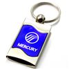 Premium Chrome Spun Wave Blue Mercury Genuine Logo Emblem Key Chain Fob Ring