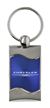 Premium Chrome Spun Wave Blue Chrysler Genuine Logo Emblem Key Chain Fob Ring
