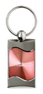 Premium Chrome Spun Wave Pink Chrysler Genuine Logo Emblem Key Chain Fob Ring