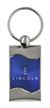 Premium Chrome Spun Wave Blue Lincoln Genuine Logo Key Chain Fob Ring