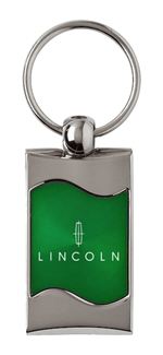 Premium Chrome Spun Wave Green Lincoln Genuine Logo Key Chain Fob Ring