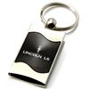 Premium Chrome Spun Wave Black Lincoln LS Genuine Logo Key Chain Fob Ring