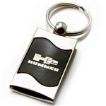 Premium Chrome Spun Wave Black Hummer H2 Genuine Logo Key Chain Fob Ring