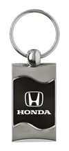 Premium Chrome Spun Wave Black Honda H Genuine Logo Key Chain Fob Ring