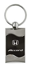 Premium Chrome Spun Wave Black Honda Accord Genuine Logo Key Chain Fob Ring
