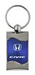 Premium Chrome Spun Wave Blue Honda Civic Genuine Logo Key Chain Fob Ring