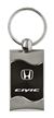 Premium Chrome Spun Wave Black Honda Civic Genuine Logo Key Chain Fob Ring