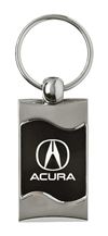 Premium Chrome Spun Wave Black Acura A Genuine Logo Key Chain Fob Ring