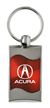 Premium Chrome Spun Wave Red Acura A Genuine Logo Key Chain Fob Ring