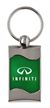 Premium Chrome Spun Wave Green Infiniti Genuine Logo Key Chain Fob Ring