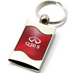 Premium Chrome Spun Wave Red Infiniti Q50 S Genuine Logo Key Chain Fob Ring