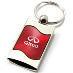 Premium Chrome Spun Wave Red Infiniti Q60 Genuine Logo Key Chain Fob Ring