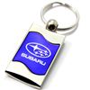 Premium Chrome Spun Wave Blue Subaru Genuine Logo Key Chain Fob Ring