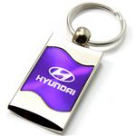 Premium Chrome Spun Wave Purple Hyundai Genuine Logo Key Chain Fob Ring