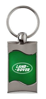 Premium Chrome Spun Wave Green Land Rover Logo Key Chain Fob Ring
