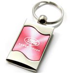 Premium Chrome Spun Wave Pink Land Range Rover Logo Key Chain Fob Ring