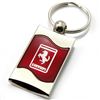 Premium Chrome Spun Wave Red Ferrari Logo Key Chain Fob Ring