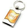 Premium Chrome Spun Wave Orange Fiat Logo Key Chain Fob Ring