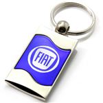 Premium Chrome Spun Wave Blue Fiat Logo Key Chain Fob Ring