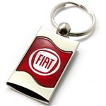 Premium Chrome Spun Wave Red Fiat Logo Key Chain Fob Ring