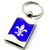 Premium Chrome Spun Wave Blue Fleur De Lis Logo Key Chain Fob Ring