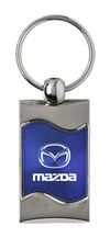 Premium Chrome Spun Wave Blue Mazda Logo Key Chain Fob Ring