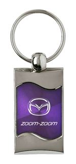 Premium Chrome Spun Wave Purple Mazda Zoom-Zoom Logo Key Chain Fob Ring