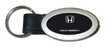 Genuine Black Leather Oval Silver Honda Odyssey Logo Key Chain Fob Ring