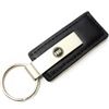 Genuine Black Leather Rectangular Silver Fiat Logo Key Chain Fob Ring