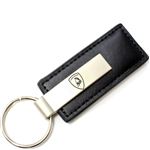 Genuine Black Leather Rectangular Silver Lamborghini Logo Key Chain Fob Ring