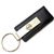 Genuine Black Leather Rectangular Silver Nissan Logo Key Chain Fob Ring