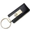 Genuine Black Leather Rectangular Silver Nissan Logo Key Chain Fob Ring