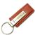 Genuine Brown Leather Rectangular Silver Lincoln Logo Key Chain Fob Ring