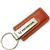 Genuine Brown Leather Rectangular Silver Honda Logo Key Chain Fob Ring