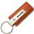 Genuine Brown Leather Rectangular Silver Acura ZDX Logo Key Chain Fob Ring