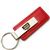 Genuine Red Leather Rectangular Silver Jeep Grille Logo Key Chain Fob Ring